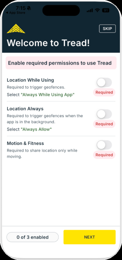 iOS: enable permissions