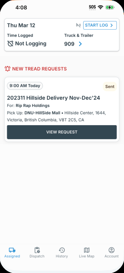 Assigned tab: VIEW REQUEST