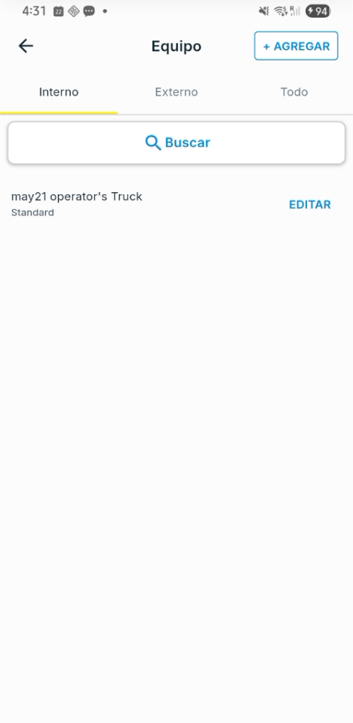 Equipo: + AGREGAR