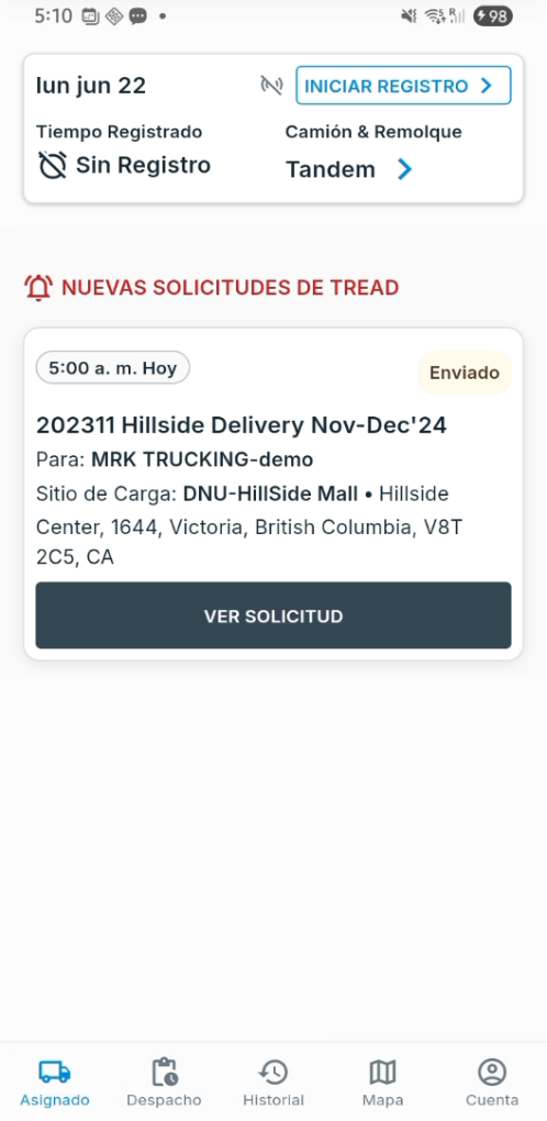 Pestaña Asignado: VER SOLICITUD